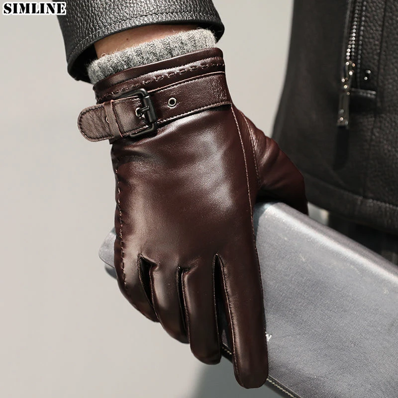 S2aa47cfc162848ad890665306b6e1f382.webp Guantes de Cuero Genuino para Hombre, Tacto y A prueba de Viento - Image 1