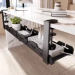 Estante de almacenamiento telescópico debajo de la Mesa, bandeja de gestión de cables de Metal, organizador de cables para escritorio de oficina en casa, accesorios de almacenamiento sin perforación - AliExpress 15