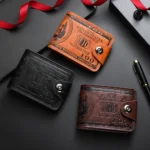 Carteras para Hombre con cerrojo con patrón de 100 dólares estadounidenses, Cartera de cuero para Hombre con tarjetero con cremallera, monedero con bolsillo, Cartera para Hombre - AliExpress 1524 - Image 3