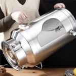 Contenedor de Grasa de Acero Inoxidable con Grifo y Tapa Hermética de 5L/9L/14L, Cubeta de Leche Hermética, Tanque Sellado para Vino