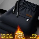 Pantalones informales de pierna recta para hombre, pantalones deportivos de moda de invierno con forro polar, pantalones depo... - Image 2