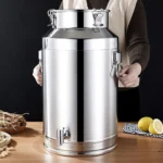 Contenedor de Grasa de Acero Inoxidable con Grifo y Tapa Hermética de 5L/9L/14L, Cubeta de Leche Hermética, Tanque Sellado para Vino - Image 2