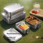 Caja Bento de acero inoxidable, fiambrera de Metal, contenedores de almacenamiento de alimentos con Clips bloqueables, cajas de aperitivos para el trabajo, la escuela - AliExpress 15 - Image 5