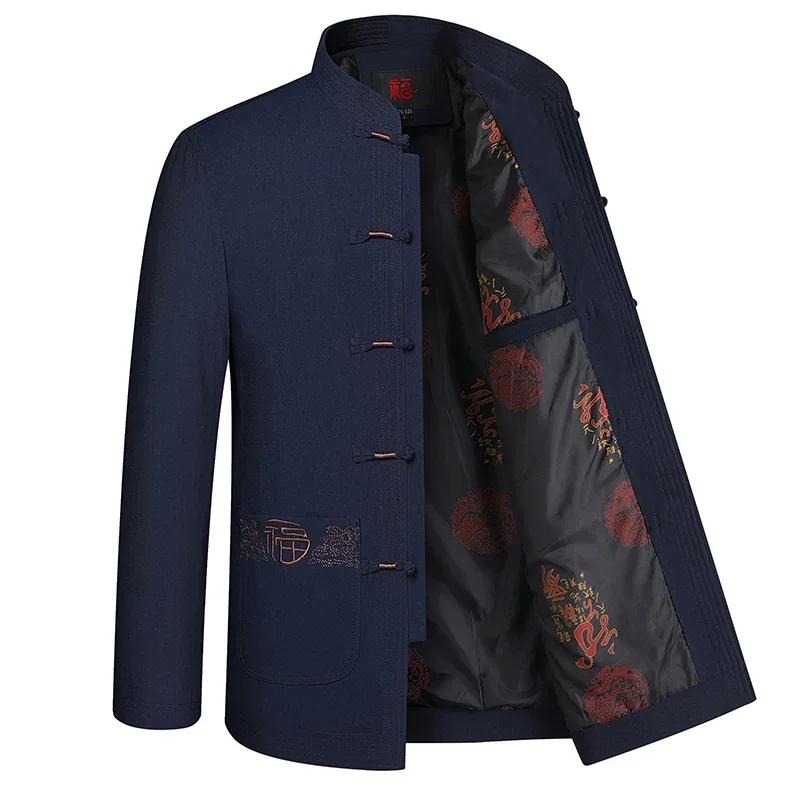 S6832d538a051471ba610d47ab41c0d86L.webp Chaqueta Tang de estilo chino Hanfu para hombres de mediana edad y ancianos, abrigo de abuelo de viento nacional, primavera y otoño, nuevo - Image 1