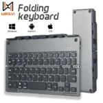 MRSVI-teclado plegable portátil con Bluetooth, dispositivos de teclado inalámbrico con soporte, teclado plegable recargable para teléfono y tableta