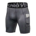 Pantalones cortos deportivos para hombre, pantalones cortos de compresión para correr con bolsillo, pantalones cortos de entrenamiento de secado rápido para gimnasio, mallas deportivas para Fitness para hombre - AliExpress 201768104 - Image 5
