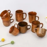 Tazas de madera hechas a mano con mango de madera de azufaifo, tazas con mango para cerveza, café, té de la leche, taza Natural hecha a mano para Bar de cocina - AliExpress 15 - Image 3