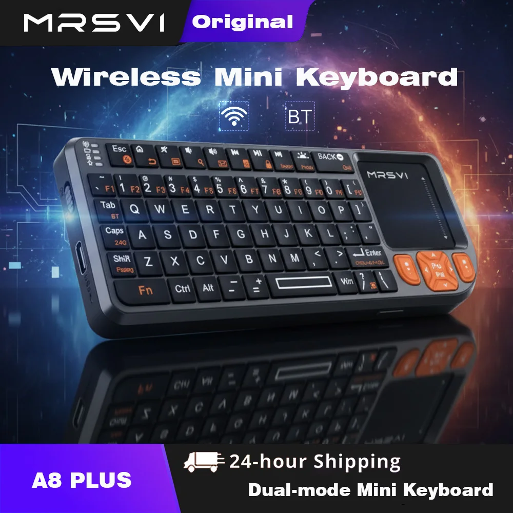 S88c386174850485a946752750daea3aez.webp Mini Teclado MRSVI A8 PLUS, Teclado Inalámbrico Retroiluminado de 2.4GHz y Bluetooth 5.0 con Panel Táctil para Android TV Box, Mac, Laptop, Windows - AliExpress 7 - Image 1