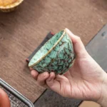 Un juego de tazas de té de cerámica hechas a mano, un total de 5 piezas, taza de té tradicional de Kung Fu Wuxing cambiada en horno, estilo Jianzhan - Image 6
