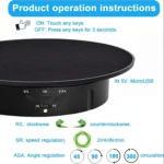 Soporte de exhibición eléctrico rotatorio de 3 velocidades, espejo giratorio de 360 grados, soporte para joyería, batería/alimentación USB para fotografía - Image 3
