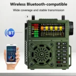 Radio portátil de banda completa, receptor de radio FM AM SW recargable, altavoz inalámbrico Bluetooth para exteriores con conector para auriculares, puerto USB TF - Image 4