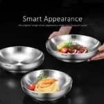 Plato para banquete de acero inoxidable 304 ultragrueso, certificación LFGB, plato de cena con aislamiento térmico, vajilla para bebé resistente a caídas - AliExpress 15 - Image 5