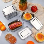 Caja Bento de acero inoxidable, fiambrera de Metal, contenedores de almacenamiento de alimentos con Clips bloqueables, cajas de aperitivos para el trabajo, la escuela - AliExpress 15 - Image 3