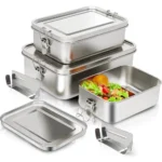 Caja Bento de acero inoxidable, fiambrera de Metal, contenedores de almacenamiento de alimentos con Clips bloqueables, cajas de aperitivos para el trabajo, la escuela - AliExpress 15 - Image 2