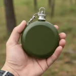 Botella de whisky de acero inoxidable con forma redonda y tapa de rosca, para viajes de camping, botella de bolsillo para hombres y mujeres