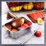 Caja Bento de acero inoxidable, fiambrera de Metal, contenedores de almacenamiento de alimentos con Clips bloqueables, cajas de aperitivos para el trabajo, la escuela - AliExpress 15 - Image 4
