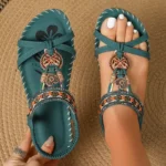 Sandalias de mujer Sandalias bohemias Sandalias de playa de suela blanda para exteriores Plataforma Zapatos casuales ligeros para mujer Sandalias planas de talla grande