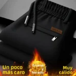 Pantalones informales de pierna recta para hombre, pantalones deportivos de moda de invierno con forro polar, pantalones depo... - Image 3