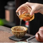 Un juego de tazas de té de cerámica hechas a mano, un total de 5 piezas, taza de té tradicional de Kung Fu Wuxing cambiada en horno, estilo Jianzhan - Image 5