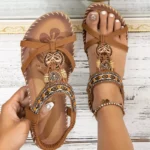 Sandalias de mujer Sandalias bohemias Sandalias de playa de suela blanda para exteriores Plataforma Zapatos casuales ligeros para mujer Sandalias planas de talla grande - Image 4