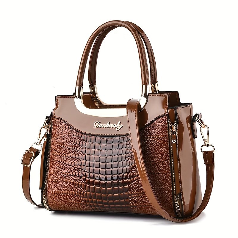 a3f2c940-0dc8-49f0-b0c6-fd1cf3d40d94.jpg Bolso para Madre, Bolso Familiar para Mujer con Diseño de Cocodrilo Patente, Bolso de Moda Versátil y Popular de Hombro Cruzado, Regalo de Acción de Gracias - Image 1