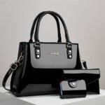 Nuevo Conjunto de Tres Piezas de Moda Casual para Mujer 2024, Bolso de Mano Brillante Patentado de Gran Capacidad, Bolsos Tote Multicapa, Bolsos Cruzados, Bolsos de Hombro Versátiles para Madres de Edad Media - Image 2