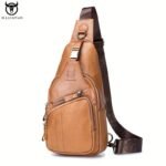BULLCAPTAIN Bolso de Pecho de Cuero Genuino para Hombres - Mochila Bandolera de Cuero de Vaca de Gran Capacidad con Correa Multifuncional, Cierre de Cremallera y Hebilla, Duradero y Manos Libres para Exteriores, Viajes (Uso Casual) - Cuero de Vaca de Primera Calidad - Image 13