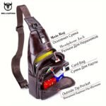 BULLCAPTAIN Bolso de Pecho de Cuero Genuino para Hombres - Mochila Bandolera de Cuero de Vaca de Gran Capacidad con Correa Multifuncional, Cierre de Cremallera y Hebilla, Duradero y Manos Libres para Exteriores, Viajes (Uso Casual) - Cuero de Vaca de Primera Calidad - Image 9