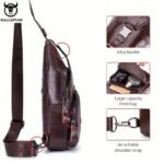 BULLCAPTAIN Bolso de Pecho de Cuero Genuino para Hombres - Mochila Bandolera de Cuero de Vaca de Gran Capacidad con Correa Multifuncional, Cierre de Cremallera y Hebilla, Duradero y Manos Libres para Exteriores, Viajes (Uso Casual) - Cuero de Vaca de Primera Calidad - Image 5
