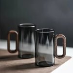 Juego de tazas de 6 piezas de lo más elegante: Vasos de cristal de borosilicato de alta resistencia al calor para uso doméstico, tazas con mango de madera para sala de estar, juego de tazas de té de nogal , vasos de cristal de borosilicato de alta resistencia al calor para uso doméstico - Image 3