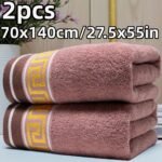 2 Piezas Juego de Toallas de Baño 100% Algodón Puro - Toallas Jacquard de Cuadrícula Geométrica Moderna de 450 GSM, Súper Suaves, Gruesas, Alta Absorción y Secado Rápido, Ideales para Adultos, Hoteles, Gimnasios, Viajes - Toallas de Spa de Lujo - Image 15