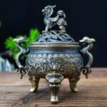 1 Porta Incienso de Metal, Porta Incienso Kirin Doméstico con Tapa, Adecuado para Decoraciones de Año Nuevo, Navidad, Día de San Patricio, Decoraciones de Pascua, Decoraciones de Salón de Belleza, Decoraciones de Primavera para el Hogar - Image 4