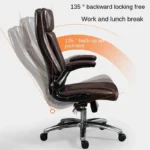 Silla de jefe de cuero genuino, silla de oficina, cómoda para largos periodos de sentado, para la siesta Puede tumbarse, Chai giratorio para computadora - Image 5