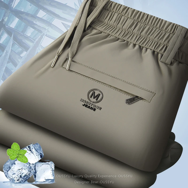 S11455e645f51405985dc2d89ffdcba95Y.webp Pantalones Casuales Elásticos para Hombre, de Alta Elasticidad en 4 Direcciones, Corte Recto Ajustado, con Cordón Elástico, Transpirables, Talla Grande 5XL - Image 1
