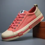 Nuevos zapatos de lona para conducir, zapatos de lona vulcanizados con cordones para hombre, mocasines planos de diseñador para hombre, zapatillas informales antideslizantes para hombre 24140 - Image 4
