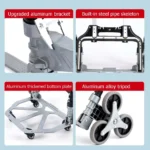 Carro de escalada de escaleras para carga superior, 330 libras, todoterreno, camión de mano para escalar escaleras con cuerda elástica, carrito plegable portátil - Image 5