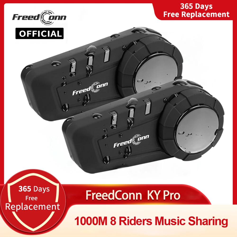 S3ca8d048e94c47d1aa660a5a1136d627u.webp Intercomunicador para Motocicleta Freedconn KY Pro, Auriculares Bluetooth para Casco, 6 Motociclistas, 1000M, Interfono Impermeable para Grupos de Motocicletas - AliExpress 201355758 - Image 1
