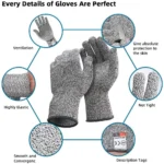 Guantes resistentes a cortes de grado 5, protección de seguridad para corte de vidrio resistente a los arañazos HPPE para jardineros - Image 5
