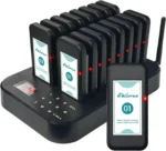 Sistema de Llamada Inalámbrico Impermeable de 16 Pagers con Alcance de 200m para Restaurantes, Food Trucks, Residencias de Ancianos, con Vibración, Luz Intermitente y Sonido