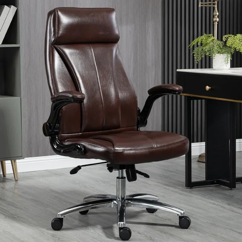 S56bae59c03fd42ea836e23be05d5f783h.webp Silla de jefe de cuero genuino, silla de oficina, cómoda para largos periodos de sentado, para la siesta Puede tumbarse, Chai giratorio para computadora - Image 1
