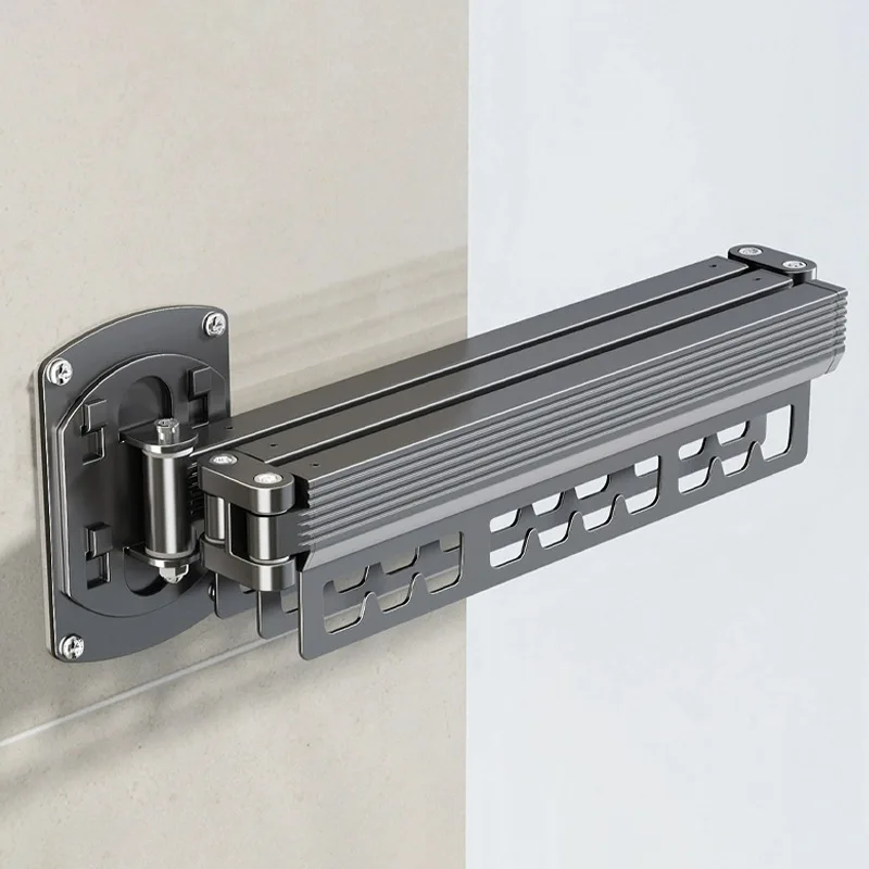 S703ad7aba8db48c599561e24b10c876al.webp Tendedero plegable sin perforaciones, colgador Invisible retráctil, multifuncional, montado en la pared para el hogar, interior, balcón - AliExpress - Image 1