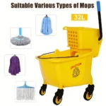 Cubo para Mopa de 32L con Escurridor | Cubo para fregar amarillo | Cubo para fregona | Cubo de fregado industrial | Mopa Baldi con Ruedas - Image 3