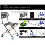 Silla de pesca con rodamiento de 150KG, taburete de pesca plegable todo terreno, muebles de exterior ajustables multifunción para descanso de pesca en la playa - Image 3