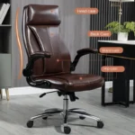 Silla de jefe de cuero genuino, silla de oficina, cómoda para largos periodos de sentado, para la siesta Puede tumbarse, Chai giratorio para computadora - Image 4