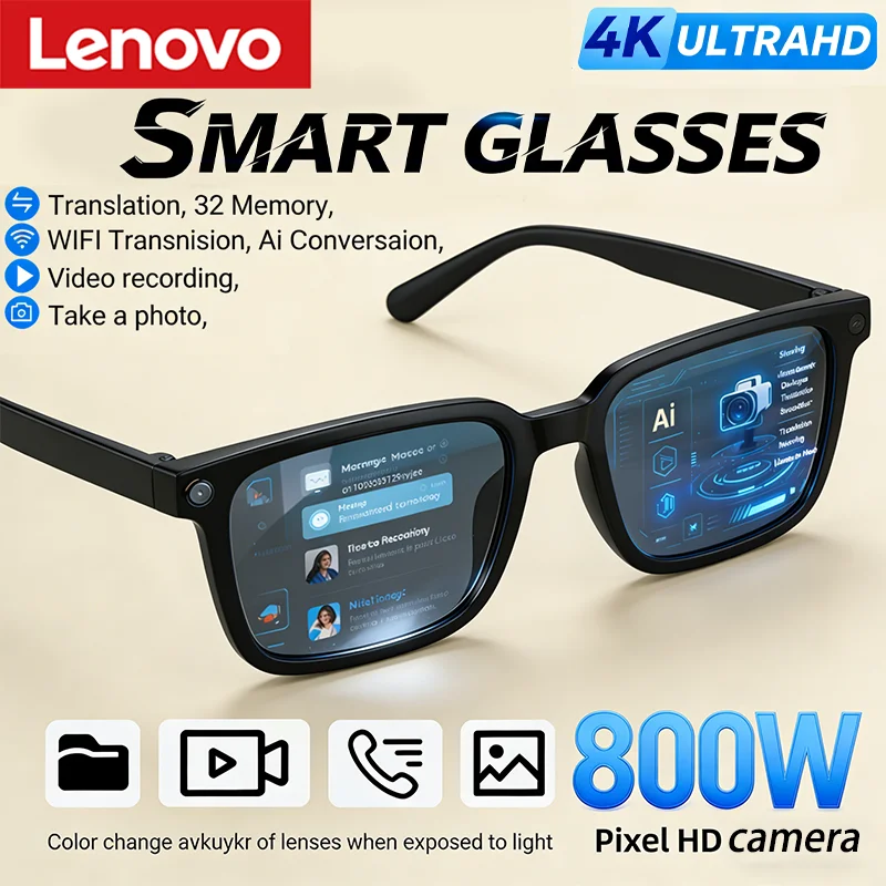 S9615afd44bf3473fbad5ff0f2a7a03bdc.webp Gafas Inteligentes Lenovo con IA y Cámara 8MP 2026 - Image 1