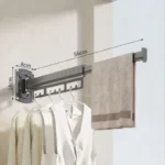 Tendedero plegable sin perforaciones, colgador Invisible retráctil, multifuncional, montado en la pared para el hogar, interior, balcón - AliExpress - Image 4