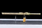 Espada medieval tallada con ácido corroído, katana de acero de alto manganeso, oro amarillo, equipado con arma afilada, katana, 110cm - Image 6