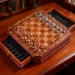 Tablero de Ajedrez 30,5 cm, Juego de Madera con Piezas Metálicas - Image 6