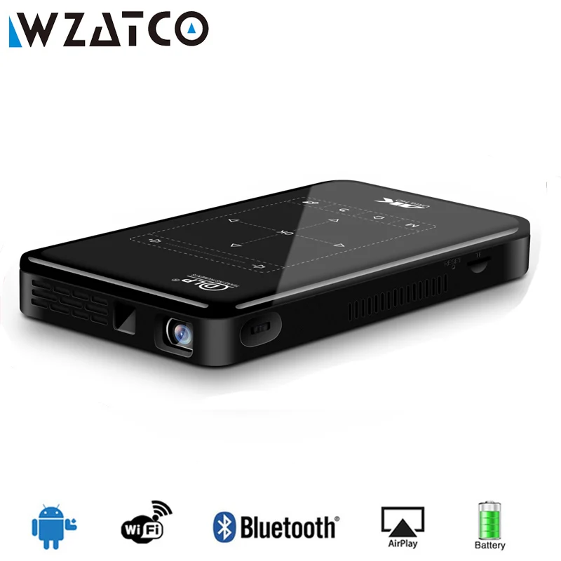 Sefc8b17fb4a5410dadbd5ee61a8022b0E.webp WZATCO CP09 Proyector Láser DLP Pico Mini Micro con Sistema Operativo Android, WIFI, Bluetooth, Portátil, con Batería para Cine en Casa - Image 1