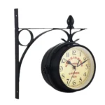 Reloj de pared de doble cara de alta calidad, reloj de Metal Retro duradero, decoración del hogar, decoración de jardín, estación de tren - AliExpress 15 - Image 3